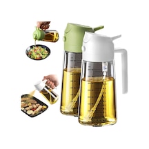 16oz/470ml Pişirme İçin Cam Zeytinyağı Püskürtücü - Mutfak Aletleri, Hava Fritözü, Salata Ve Barbekü İçin 2'si 1 Arada Zeytinyağı Dispenseri - Beyaz Ve Yeşil