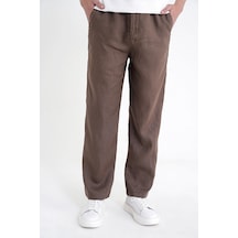 Oversize Kalıp Yan Cep Beli Lastikli Vizon Keten Pantolon P 1216 Oversize Kalıp Yan Cep Beli Lastikli Vizon Keten Pantolon P 1216