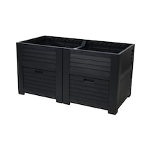 ProGarden Çift Dolaplı Plastik Çiçeklik Antrasit 150*76*78cm