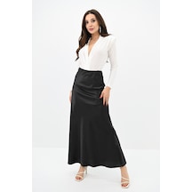 Koza Butik Kadın Dökümlü Saten Etek 6275-24 001