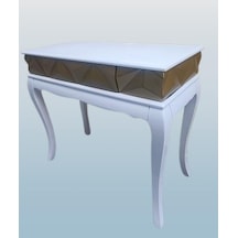 Dresuar Piramit Model 90521 Gold Beyaz Uyum Lükens Kayın Ayak El Yapım Beyaz