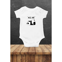 Babylimon Hug Me Sevimli Panda Unisex Baskılı Bebek Body Zıbın Beyaz - 97271853 Beyaz