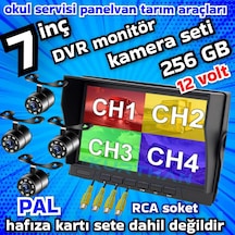 4 Beyaz Ledli Kelebek Kamera 7 İnç Qled Ips Hybrid 256 Gb Dvr Monitör Seti - 12 Volt