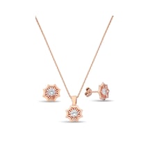 925 Ayar Gümüş Rose Çiçek Set - 67018701 Rose Gold