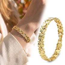 Premium Şık Ve Parlak Amora 24k Gold Kaplama 8 Mm Kadın Bijuteri Bileklik 3183kbv5d9 18cm Altın