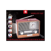 Şarjlı Nostaljik Radyo Fm Sd Kart Usb Girişli Bluetooth Lu Ahşap Görünümlü Fenerli Radio