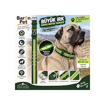 Baron Pet Köpek Boyun Tasması 50-67 Cm Reflektörlü Dokuma Metal Tokalı Sivas Kangal Ve Büyük Irk - Yeşil Çok Renkli