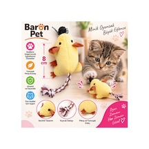 Baron Pet Kedi Oyuncağı Peluş Civciv 8 Cm Örgü Halat Kuyruklu Ponponlu Oyun Arkadaşı