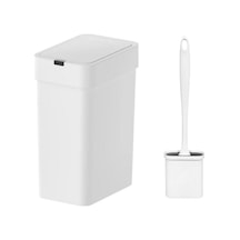 Sensörlü Otomatik Slim Çöp Kovası 9 Lt + Duvara Asılabilir Beyaz Silikon Klozet Fırçası Beyaz Sensörlü Otomatik Slim Çöp Kovası 9 Lt + Duvara Asılabilir Beyaz Silikon Klozet Fırçası Beyaz