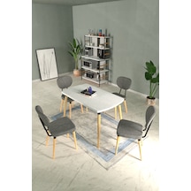 Vilinze Deniz Sandalye Argos Ahşap Mdf Sabit Mutfak Masası Takımı - 70x120 Cm Sigma Gri