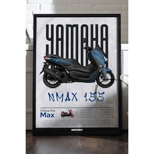Nmax 155 Siyah Ahşap Çerçeveli Poster, Dekoratif Motosiklet Duvar Tablosu