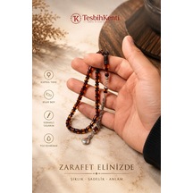 Ahşap Kutulu Bilek Boy Sürmeli Model Toz Kehribar Tesbih