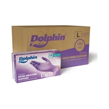 Dolphin Tek Kullanımlık Lila Nitril Eldiven - Muayne Eldiveni Large Büyük Boy - 100'lü 20 Paket