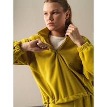 Xint Sarı Oversize Dik Yaka Polar Sweatshirt 400520