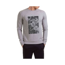 The Doors Lyric Lirik Baskılı Gri Erkek Örme Sweatshirt