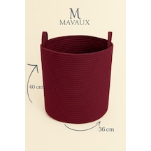 Mavaux El İşçiliği Dokulu Büyük Boy Sepet 40 X 36 Cm Dekoratif Ev Düzeni, Oyuncak Ve Çamaşır Organizer Mürdüm