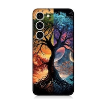 Samsung Galaxy S23 Plus Uyumlu Dört Mevsim Gece Gündüz Ağaç Desenli Silikon Kılıf