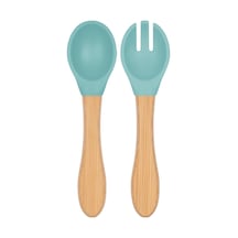 Basıcs Mama Kaşığı + Çatal - Aqua Green Çok Renkli