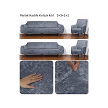 Bibaha Kadife Lastikli 3 3 1 1 Koltuk Örtüsü Takımı Kanepe Kılıfı Çekyat Örtüsü Kılıfı Koyu Gri 180 X 2 Diğer