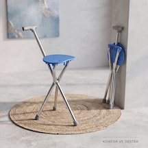 Katlanabilir Baston Sandalye - Oturaklı - 88 Cm Mavi