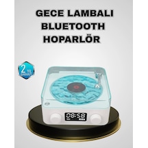Hubrendy Tekno Bluetooth Hoparlörlü Gece Lambası Dijital Saat Ekranlı Su Dalgası Efektli Dekoratif