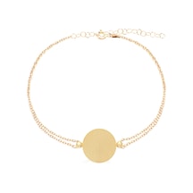 Çift Sıra Zincirli Altın Kaplama Yuvarlak Plakalı Gümüş Bileklik Gümüş - Rose Gold