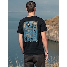 Unisex North Region Basklı Siyah %100 Pamuk Beyaz T-shirt. Siyah