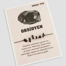 Obsidyen Doğaltaşlı İp Bileklik Siyah