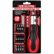 13pcs Silikon Sap - Cr-v Cırcırlı Tornavida Bits Seti 3 Kademe - Çift Yönlü - Manyetik Uç Tutucu 4887