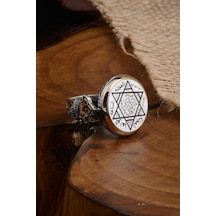 Mühr-ü Süleyman Model Yanı Teşkilat-ı Mahsusa Motif Yazılı Erkek Gümüş Yüzük