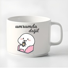 Duble Türk Kahvesi Fincanı & Espresso Umrumda Değil ''mochicat Motto'' 180 Ml Beyaz