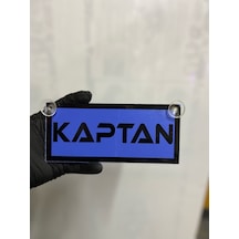 Mavi Renk Üzeri Siyah Renk Kaptan Yazılı Vantuzlu Cam Süsü