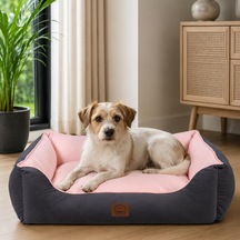 Lucy Köpek Yatağı 40 55 18 Cm Gri Pembe - Yüksek Kaliteli Pet Minderi, Yumuşak Ve Dayanıklı Kumaş, 30 C Yıkanabilir, Konforlu Dinlenme Alanı Köpek Yatak M
