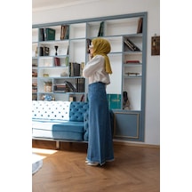 2290-denim Parçalı Etek Koyu Mavi Koyu Mavi