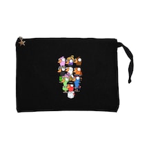 Goose Goose Duck Karakter Siyah Clutch Astarlı Cüzdan / El Çantası