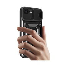 Apple iPhone  Uyumlu-  16e Kılıf Pars Lens Yüzüklü Silikon - Kırmızı