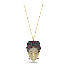 Zirkon Taşlı Frida Madalyon Gümüş Kolye (498575605)