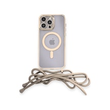 Apple İphone 12 Pro Max Kılıf Divo Lazer Askılı Magsafe Kapak - Gold 0.2M-Çok Renkli