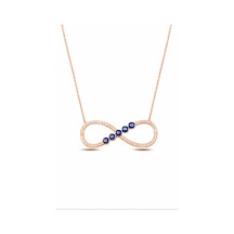 Çekirdekjewelry 925 Ayar Gümüş Sonsuzluk Kolye Rose Kaplama Nazar Boncuklu Taşlı Model Pembe