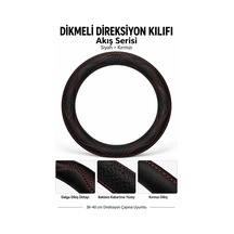 Trobus Ford Transit Connect 2002-2013 Uyumlu Dikmeli Direksiyon Kılıfı Akış Siyah Kırmızı Siyah - Kırmızı