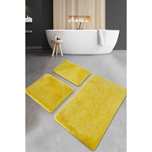 Pasific Medium Yellow 3 Lü Set Banyo Halısı Paspas Yıkanabilir