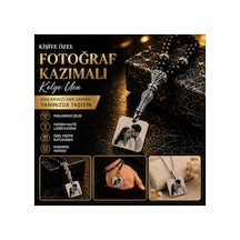 Kişiye Özel Lazer İşlemeli Fotoğraflı Tesbih Kare Anlamlı Hediyen Gümüş