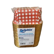 Dolphin Muffin Kare Kağıt Kırmızı Puantiyeli Altın Kek Kalıbı Kapsülü Kabı - 25 Adetlik 1 Paket Renkli
