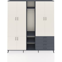 Hyperion Dolap 14 Raflı 4 Çekmeceli Tek Askılı 220x44x243 Antrasit-aytaşı/antrasit Aytası/antrasıt