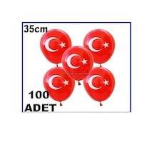 Türk Bayrak Baskılı Kırmızı 100 Adet Balon