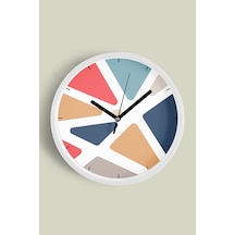Soyut - Geometrik Temalı Modern Duvar Saati - 42cm - Önü Camlı Beyaz Kasa - Sessiz Mekanizma-jh0315 Beyaz