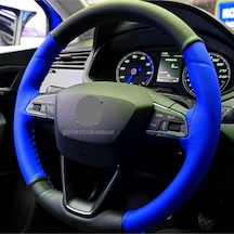 Hyundai Era Uyumlu Direksiyon Kılıfı Iki Renkli Mavi-siyah