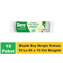 Sera Çöp Torbası Büzgülü Nergis Büyük Boy 65 X 70 Cm 15 X 10 Lu