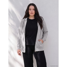 Lcw Curve Gri Büyük Beden Kadın Fermuarlı Sweatshirt