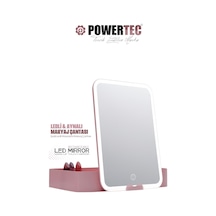 Powertec TR-130 Şarjlı Ledli & Aynalı Taşınabilir Makyaj Çantası Pembe